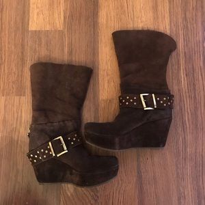 Brand new suede wedge boots